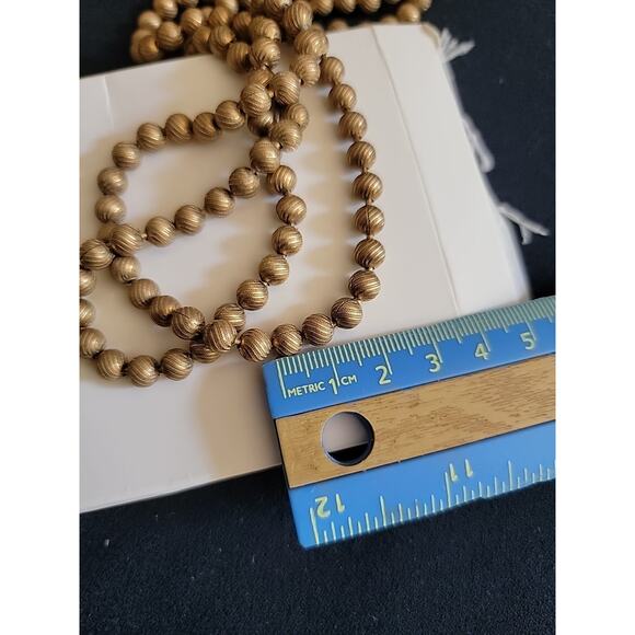 Antique brass string bead necklace Handmade 34" original RARE - Picture 7 of 7